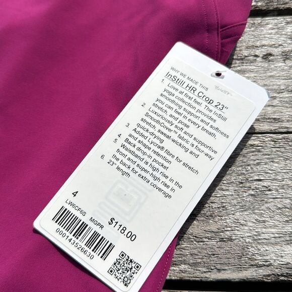 Lululemon InStill High-Rise Crop 23" Magenta Purple size 4 NWT - Picture 3 of 6